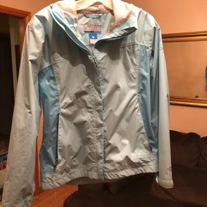 Girls light blue Columbia titanium rain jacket